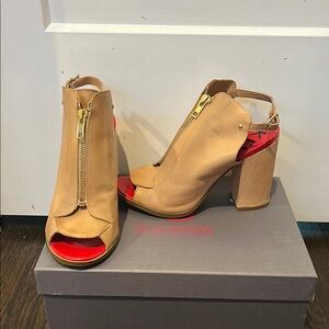 Kelsi Dagger Tan Mules with Wedge Heel